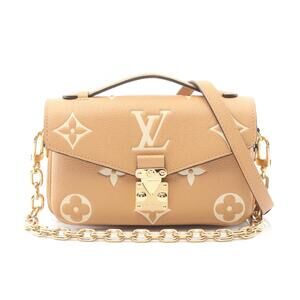 Louis Vuitton Pochette Metis Handbag Leather Empreinte Beige Tan Creme Cream